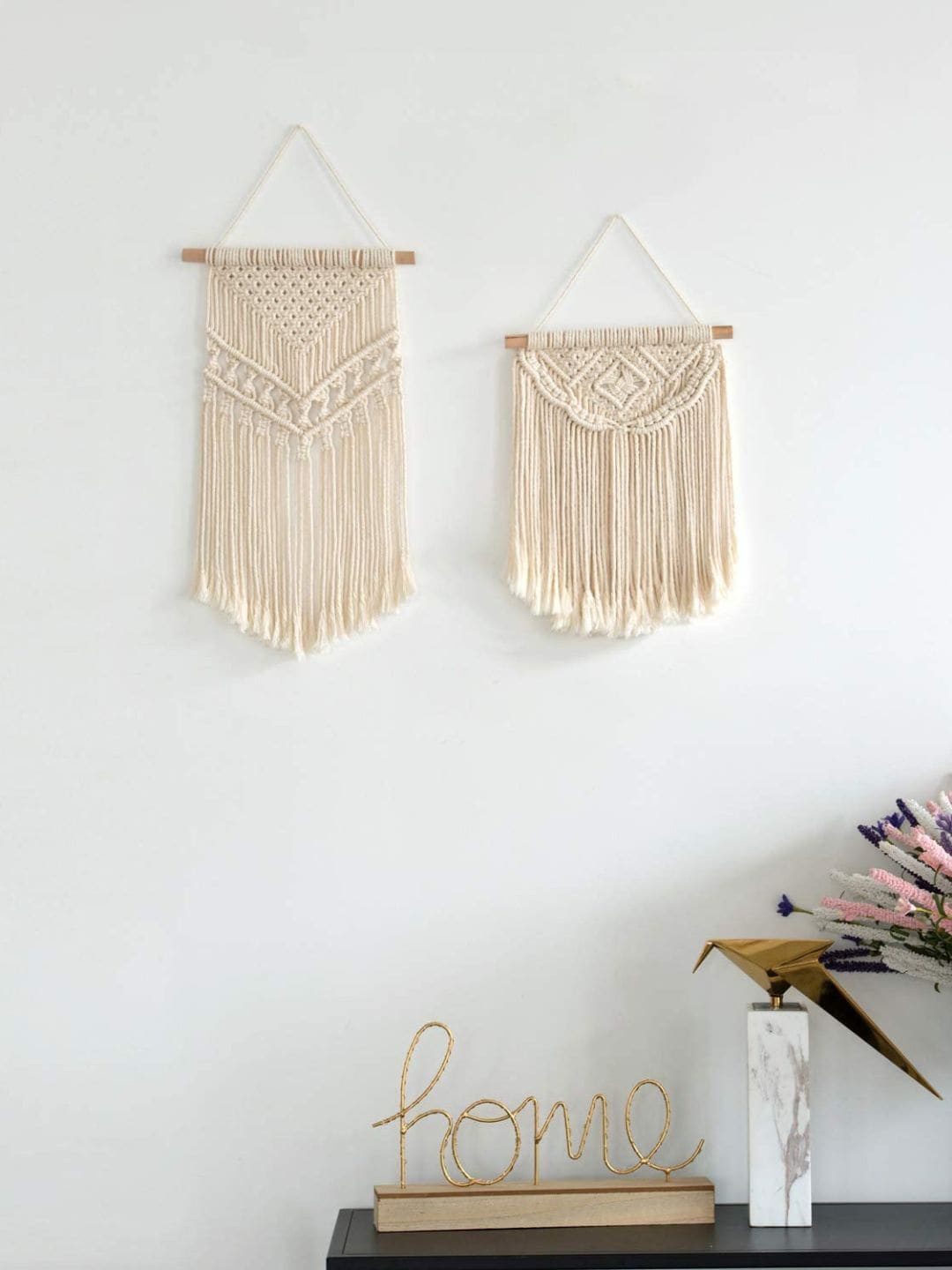 ecofynd Off White 2 Pieces Macrame Hanging Wall Decor