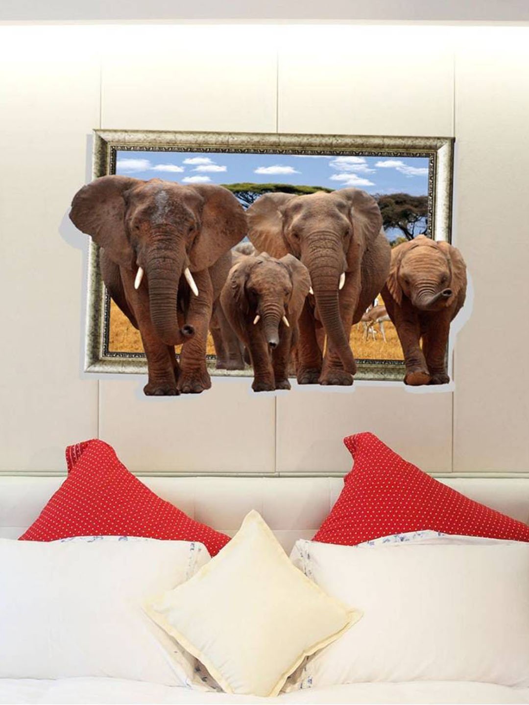 

Jaamso Royals Blue & Green 3D Elephant Printed Self-Adhesive Wall Sticker, Brown