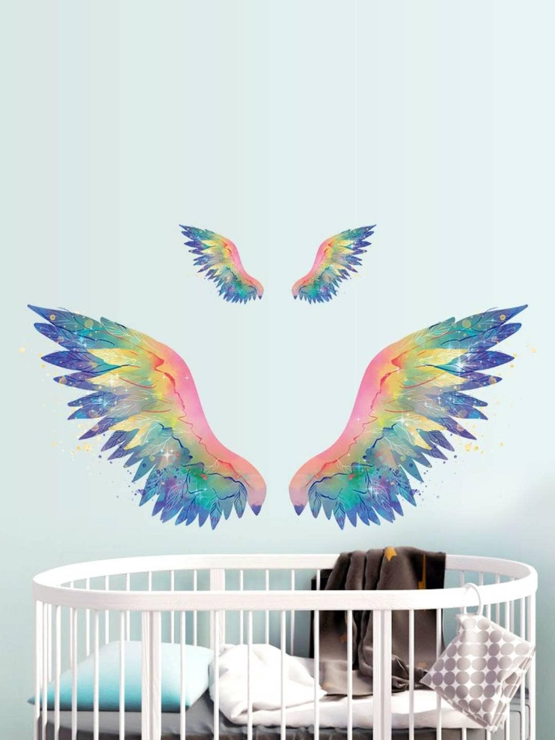 

Jaamso Royals Blue & Pink Wings Printed Self-Adhesive Wall Sticker