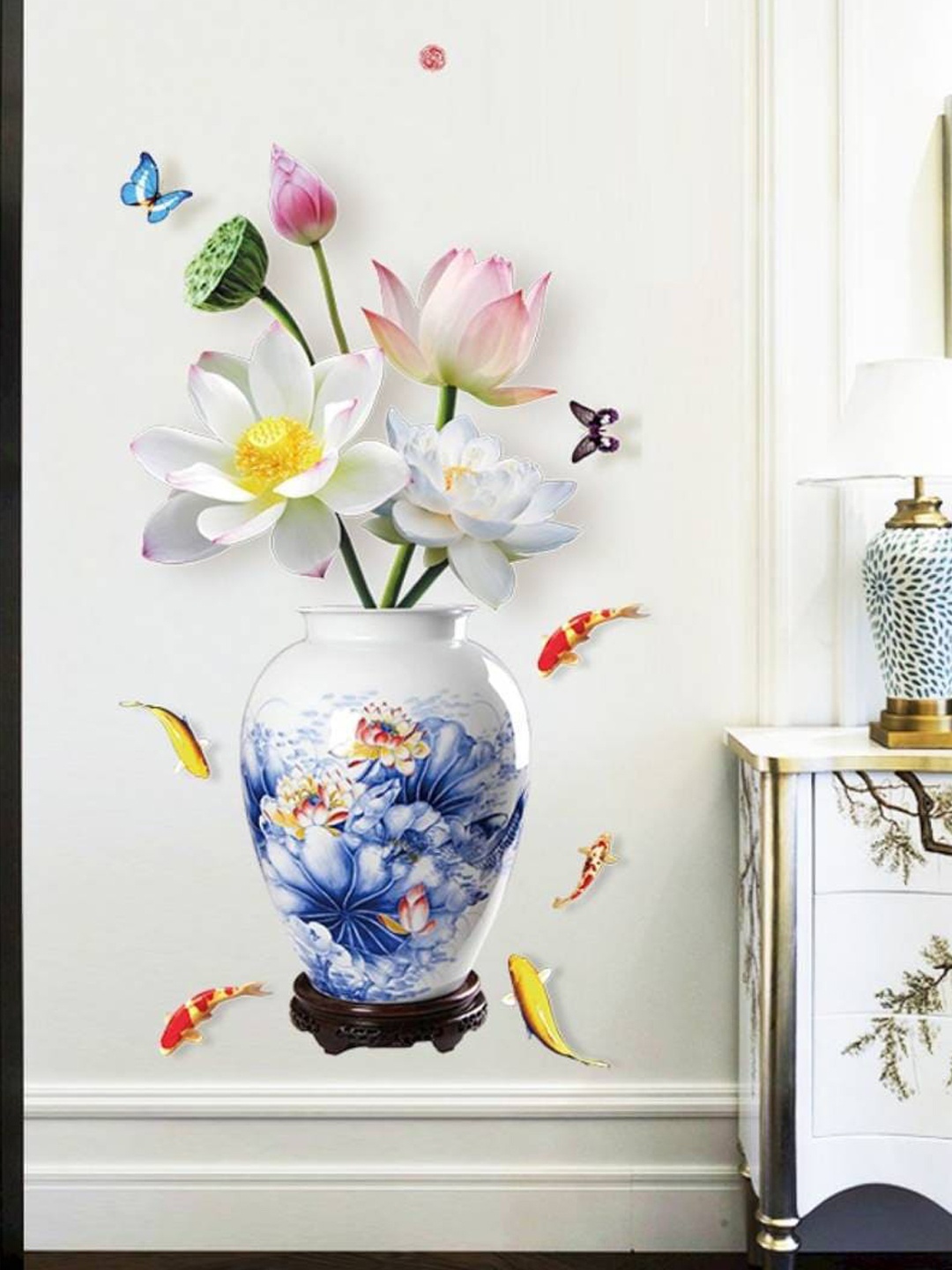 

Jaamso Royals Blue & Pink Floral Printed Self-Adhesive Wall Sticker
