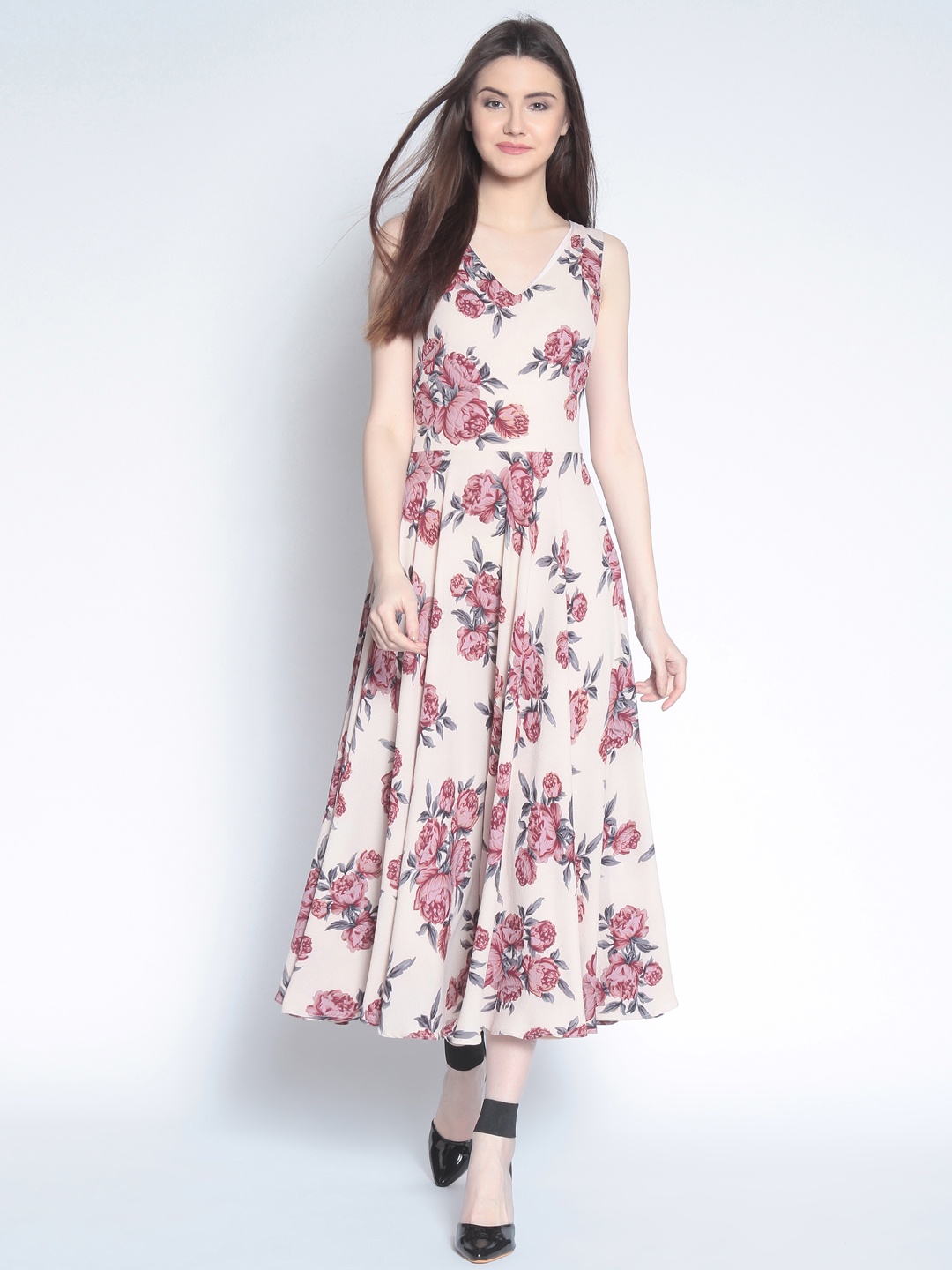 

RARE Women Beige Printed Maxi Dress