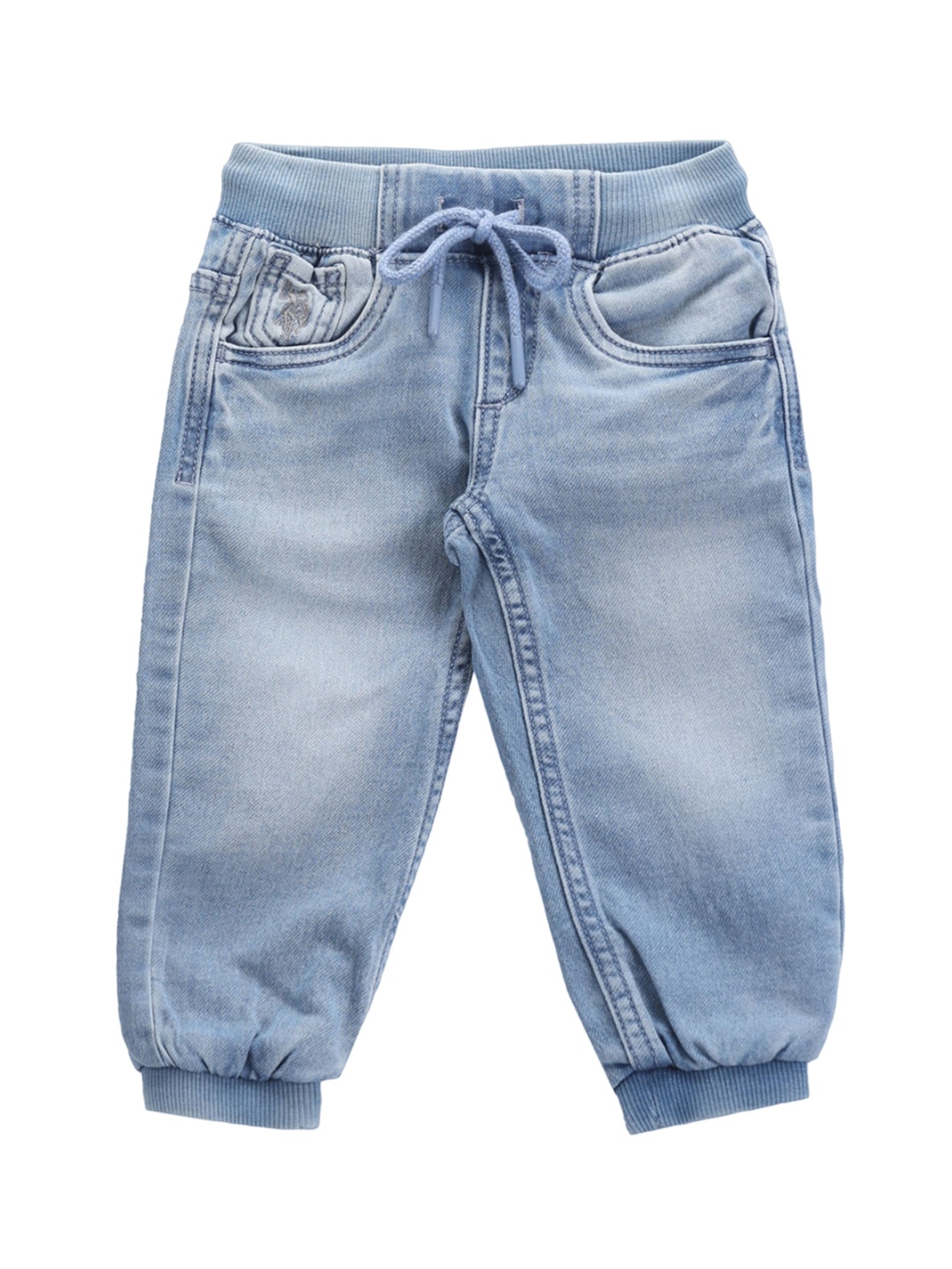 

U.S. Polo Assn. Kids Boys Clean Look Heavy Fade Jogger Stretchable Jeans, Blue