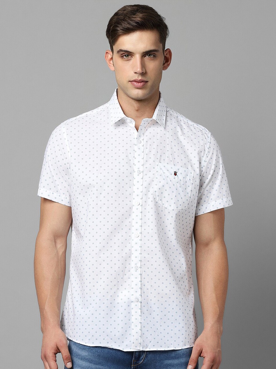 

Louis Philippe Sport Slim Fit Micro Ditsy Printed Pure Cotton Casual Shirt, White