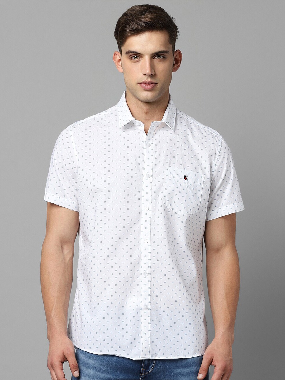 

Louis Philippe Sport Slim Fit Micro Ditsy Printed Pure Cotton Casual Shirt, White