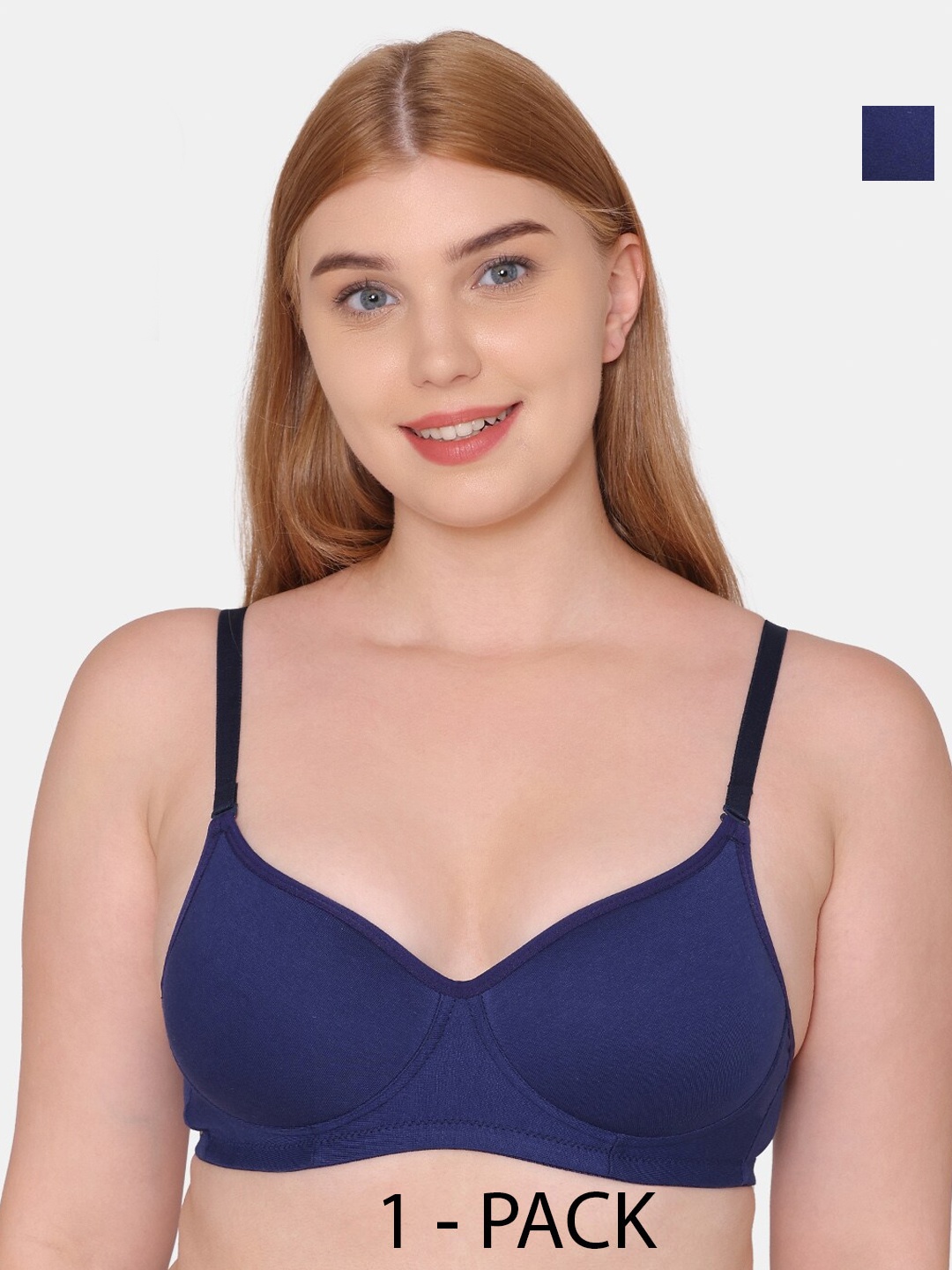 

KOMLI Full Coverage Lightly Padded T-shirt Bra With All Day Comfort, Navy blue