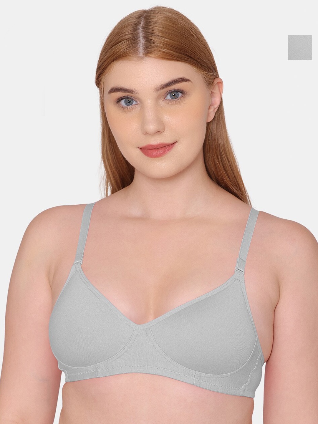 

KOMLI Pack Of 3 Full Coverage T-shirt Pure Cotton Bra - All Day Comfort, Grey