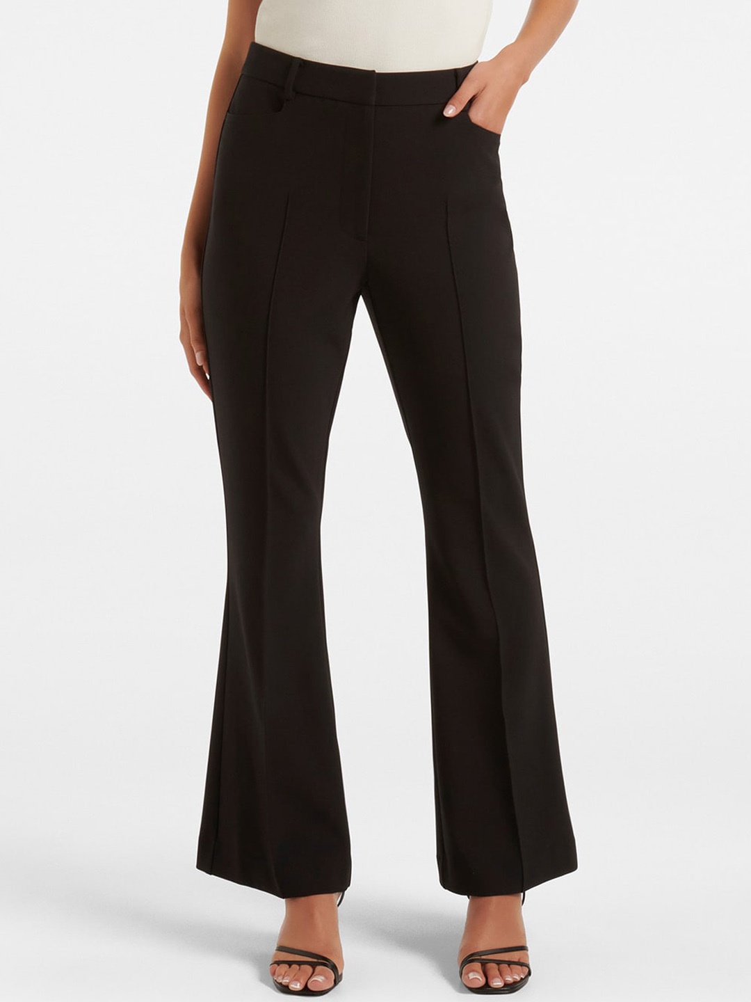 

Forever New Women Flared High-Rise Bootcut Trousers, Black