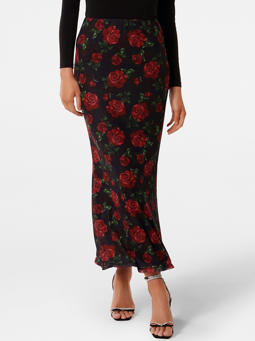 

Forever New Floral Printed Flared Maxi Skirt, Red