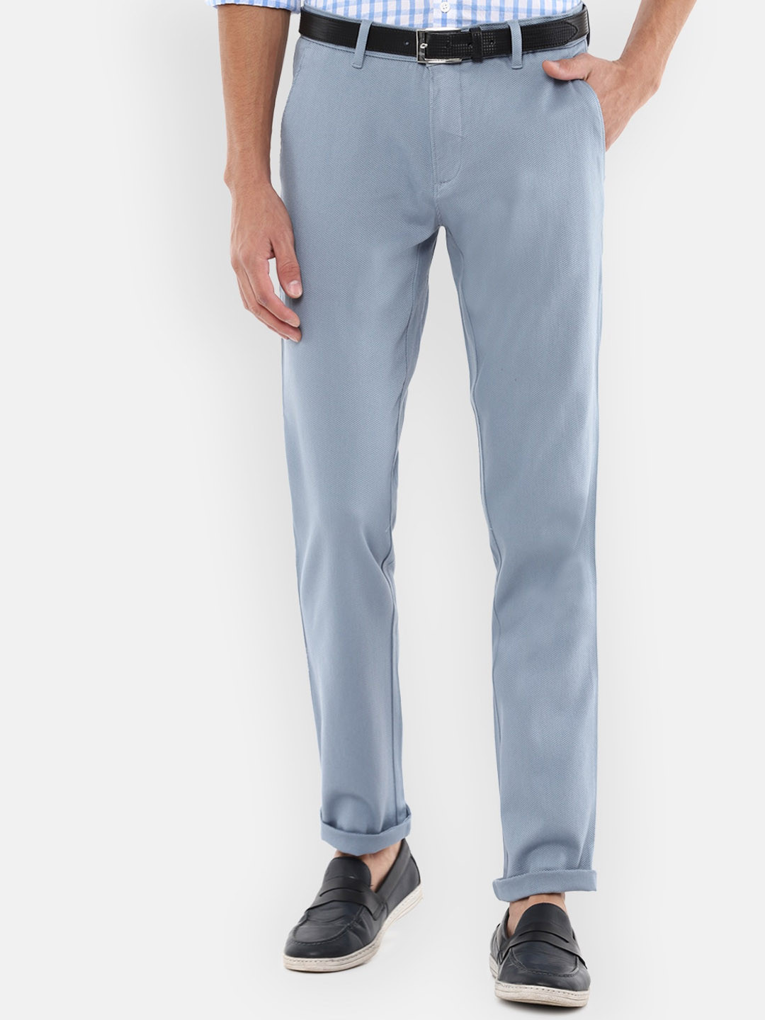 

Louis Philippe Sport Men Slim Fit Mid-Rise Chinos Trousers, Blue