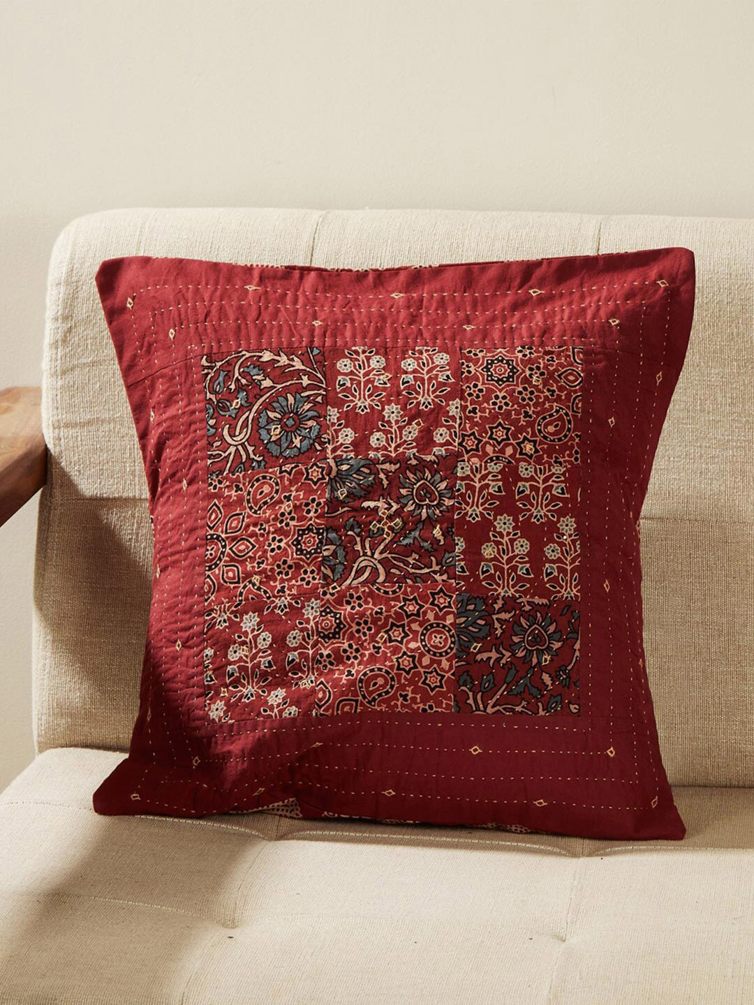 

Fabindia Red & White Ethnic Motifs Cotton Square Cushion Covers