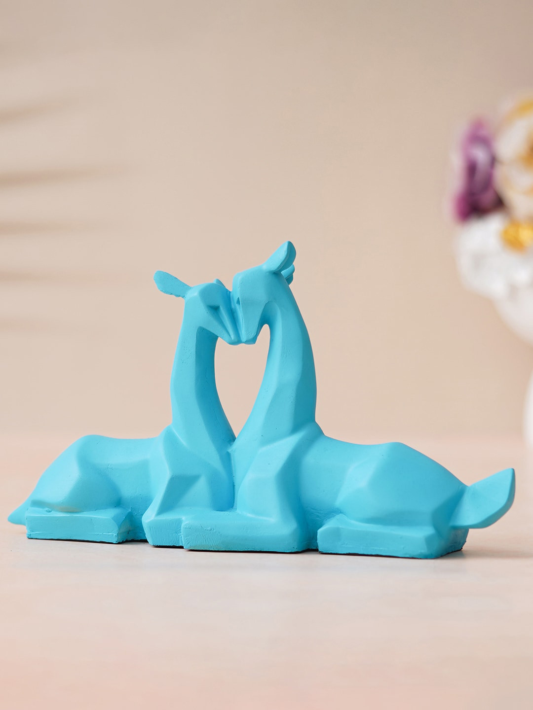 

eCraftIndia Blue Couple Deer Statues Animal Figurines Decorative Showpiece