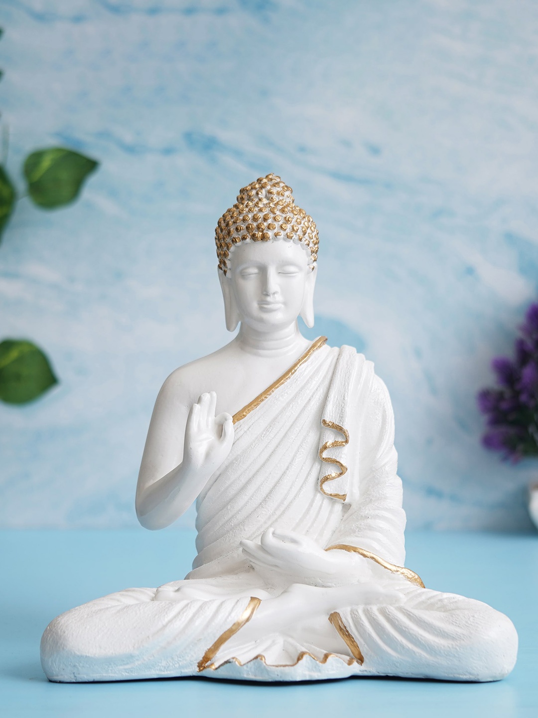 

eCraftIndia White Blessing Lord Buddha Idol Polyresin Show