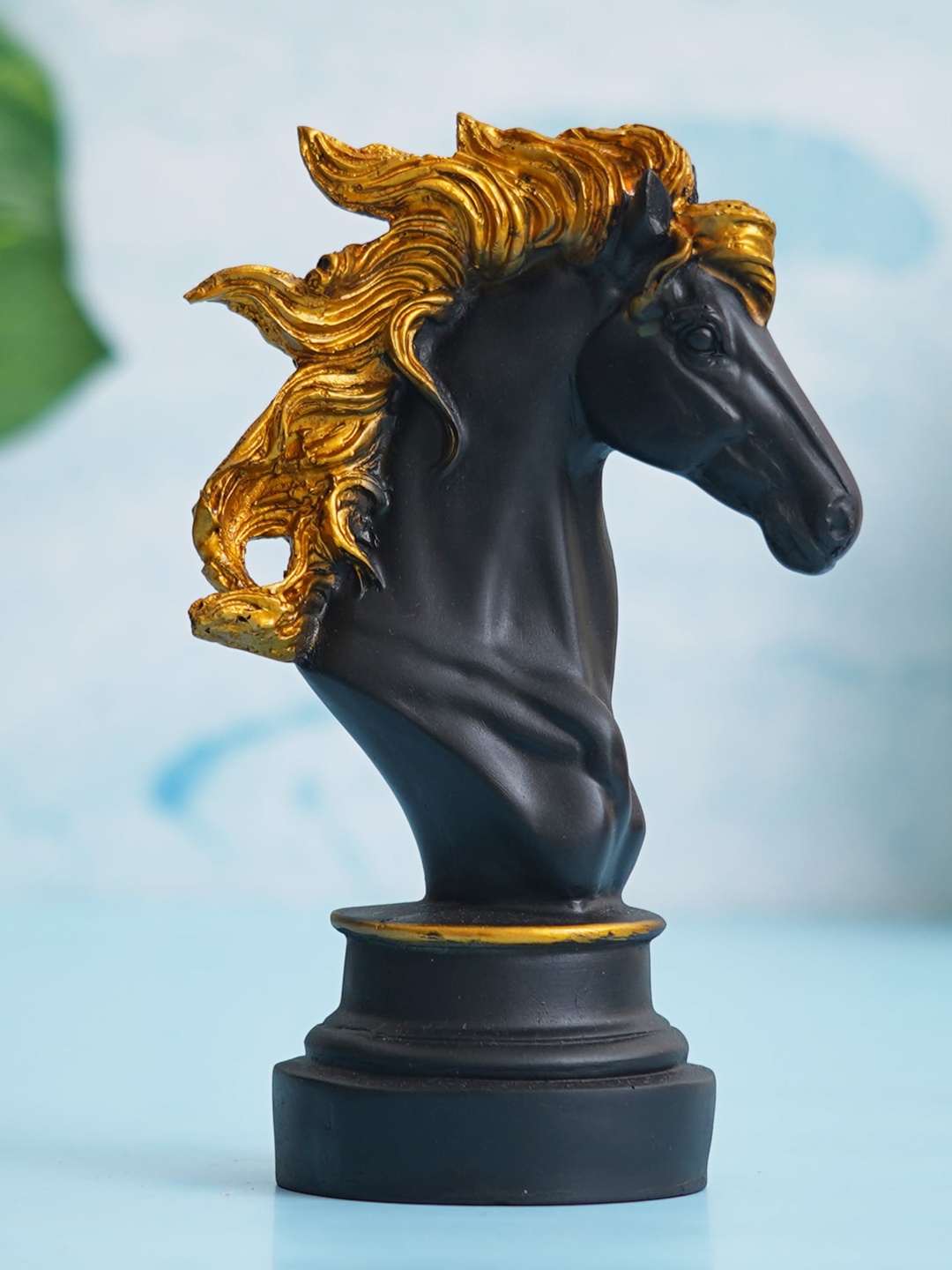 

eCraftIndia Black & Yellow Horse Head Showpiece