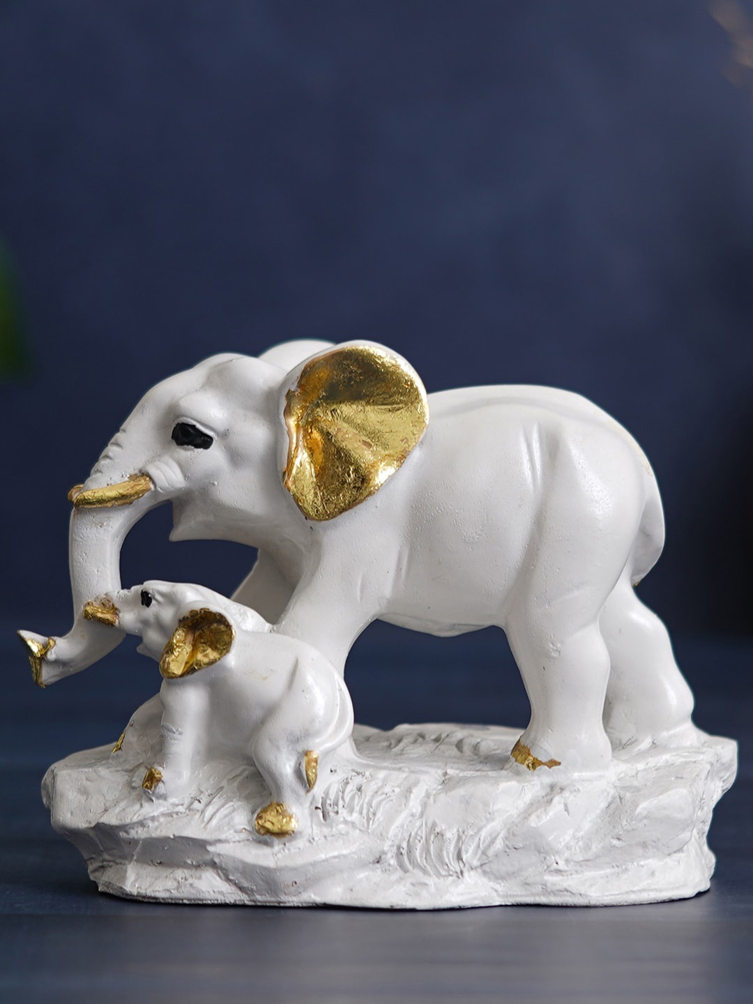 

eCraftIndia White Cute Elephant With Baby Elephant Statues Animal Figurines Showpiece