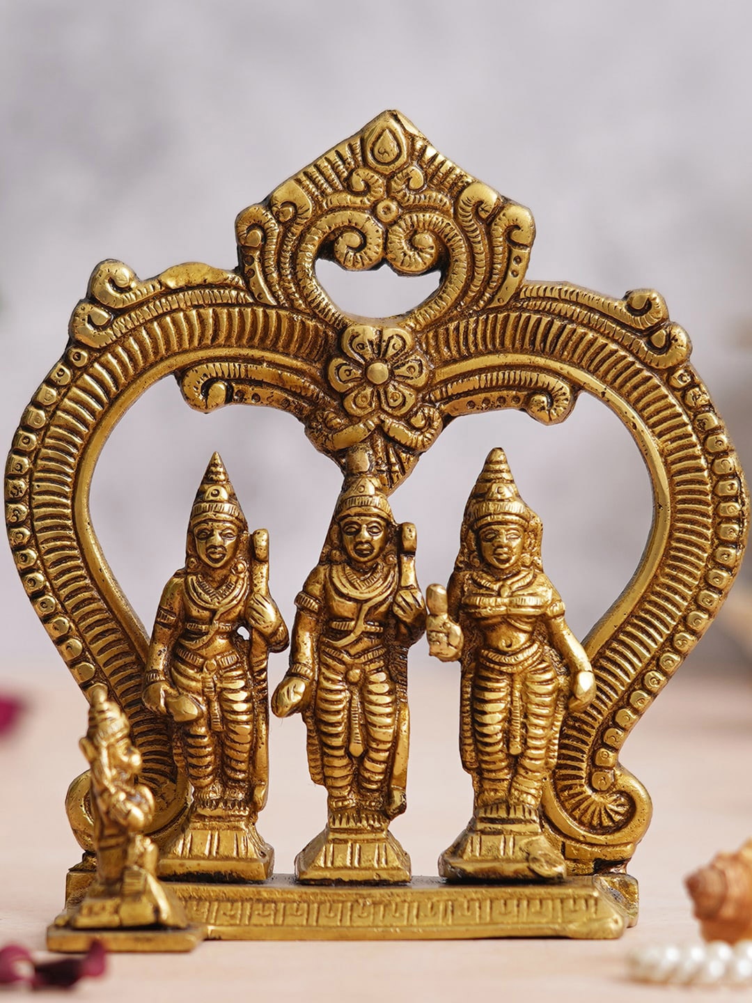 

eCraftIndia Gold Toned Lord Ram Darbar Statue Ram Sita Laxman Hanuman Idols Showpieces