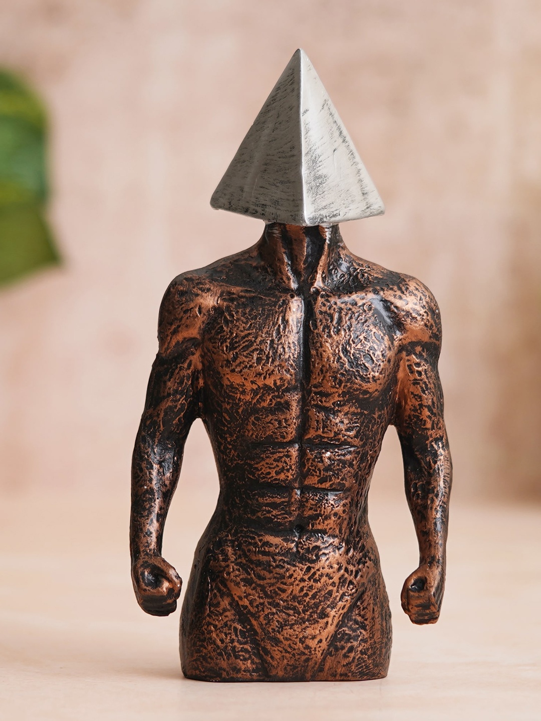 

eCraftIndia Copper Statue Triangle Sign On Face Human Figurine Decorative Showpiece