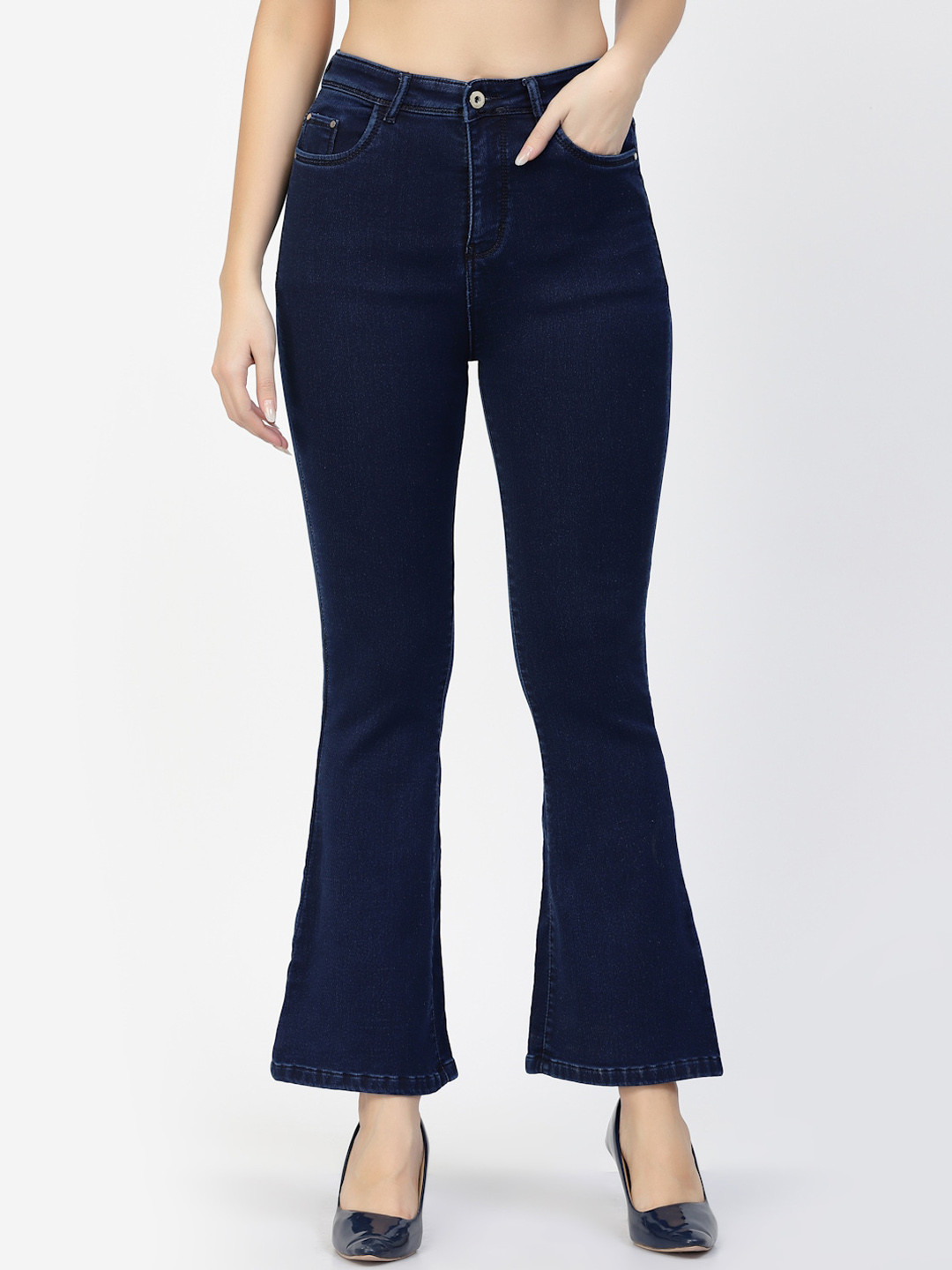 

Westwood Women Bootcut High-Rise Clean Look Stretchable Jeans, Blue