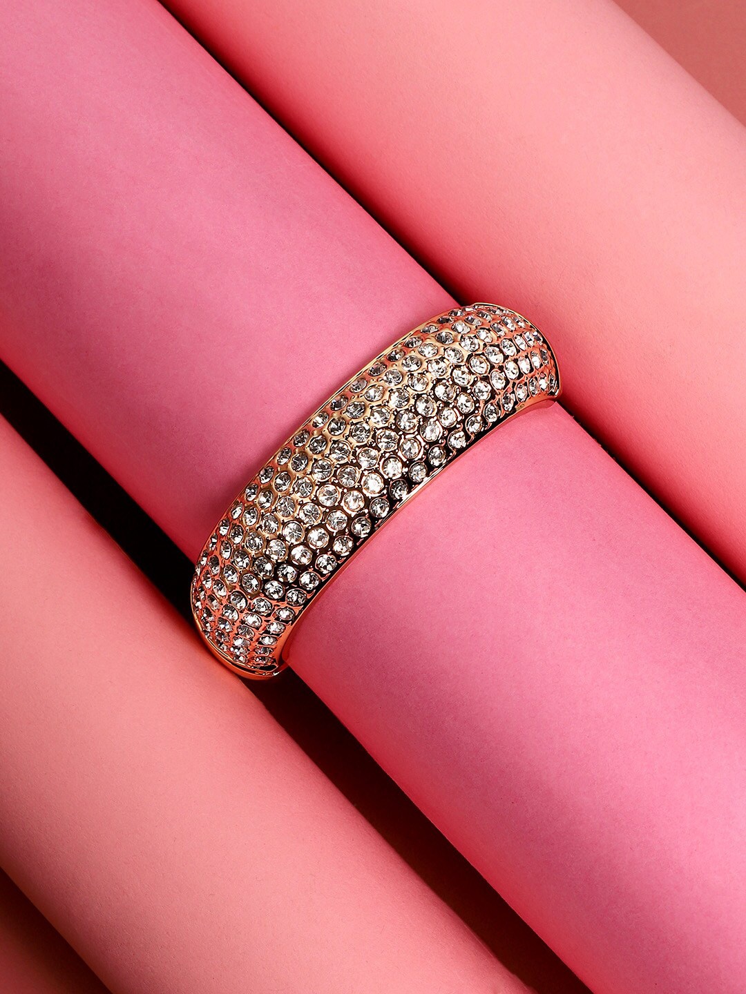 

SOHI Gold-Plated Stone-Studded Bangle-Style Bracelet