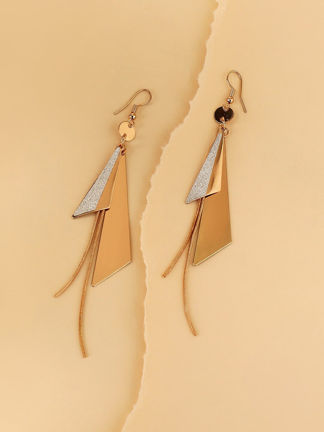 

SOHI Gold-Plated Contemporary Drop Earrings