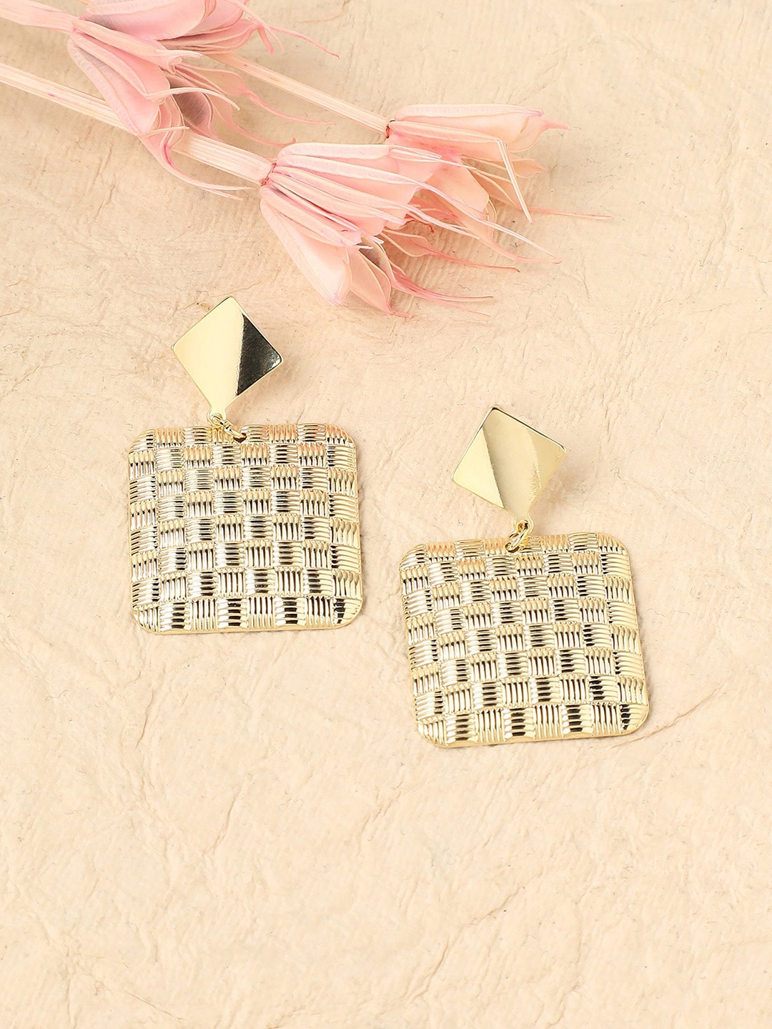 

SOHI Gold-Plated Square Drop Earrings