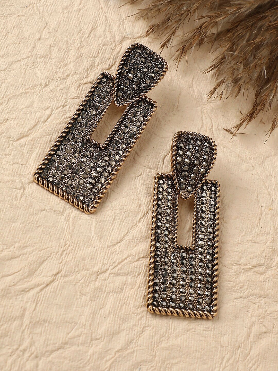 

SOHI Gold-Plated Geometric Shaped Drop Earrings