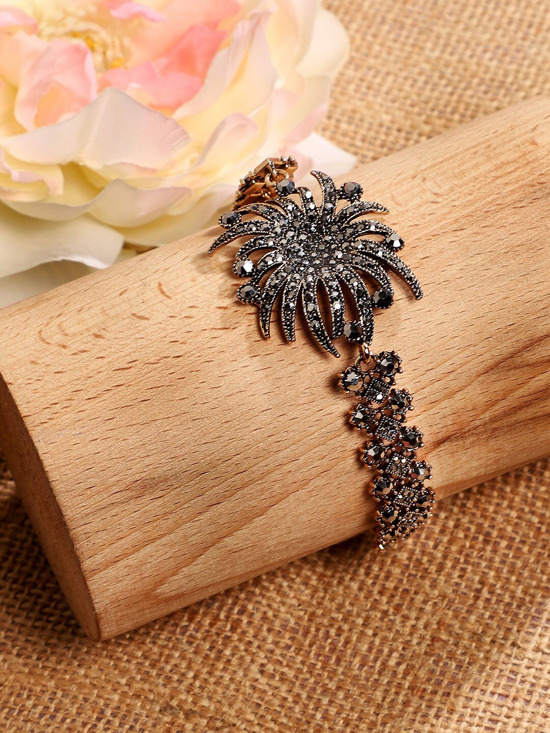 

SOHI Gold-Plated Crystal Studded Charm Bracelet