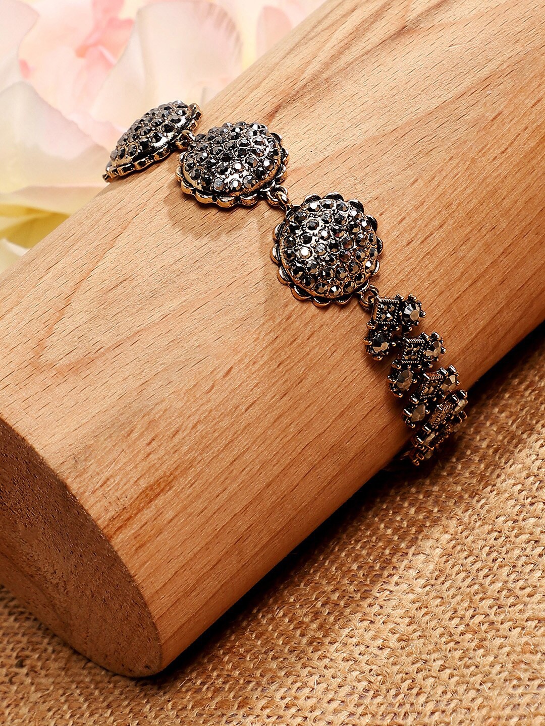 

SOHI Gold-Plated Stone Studded Charm Bracelet