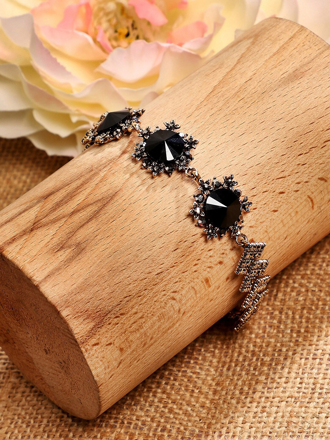 

SOHI Gold-Plated Crystal Studded Charm Bracelet