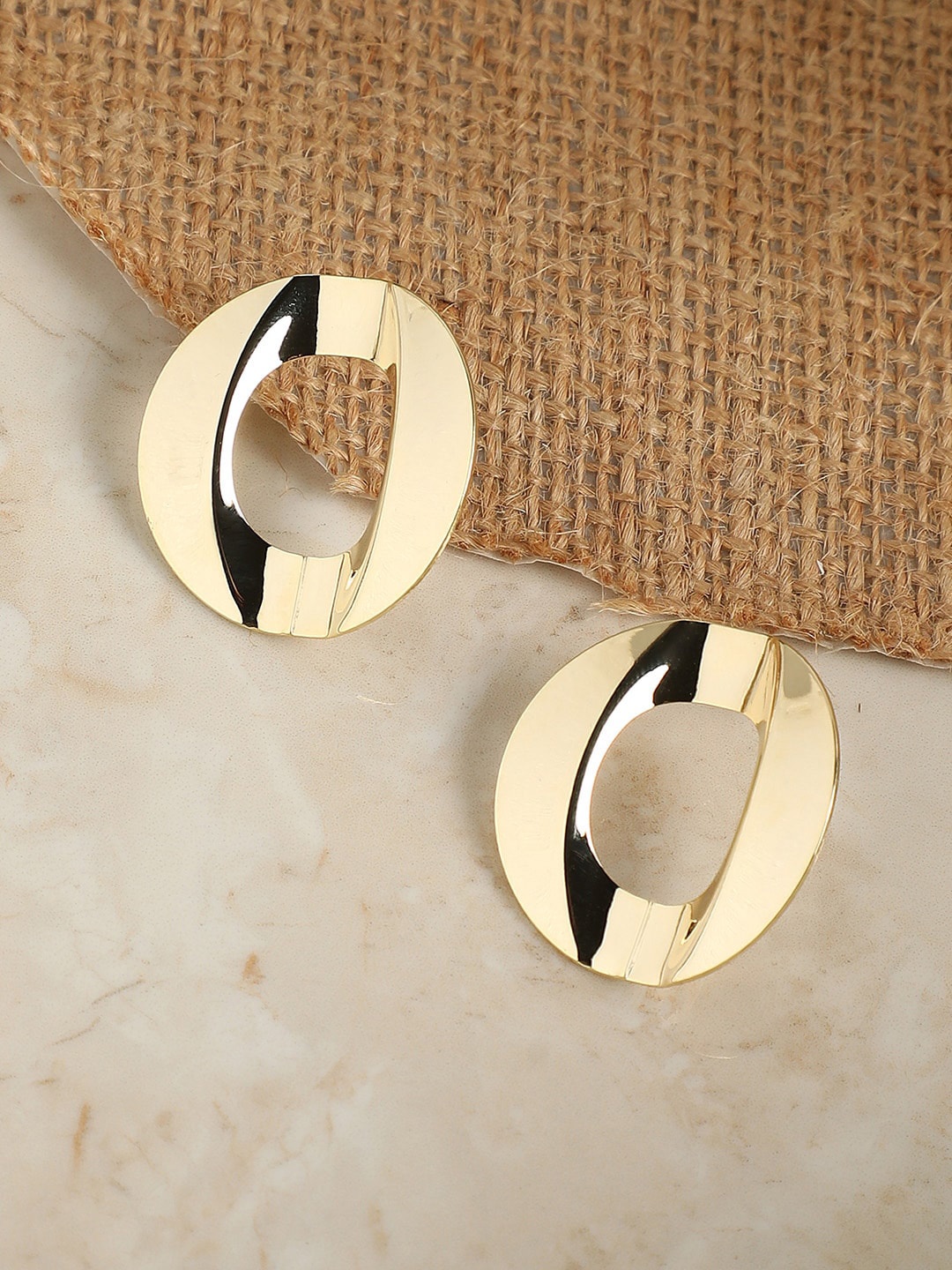 

SOHI Gold-Plated Circular Studs Earrings