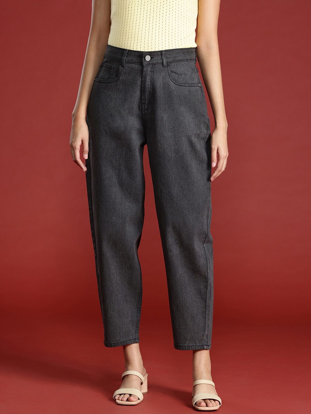 

all about you Women Slouchy Fit Cropped Jeans, Charcoal