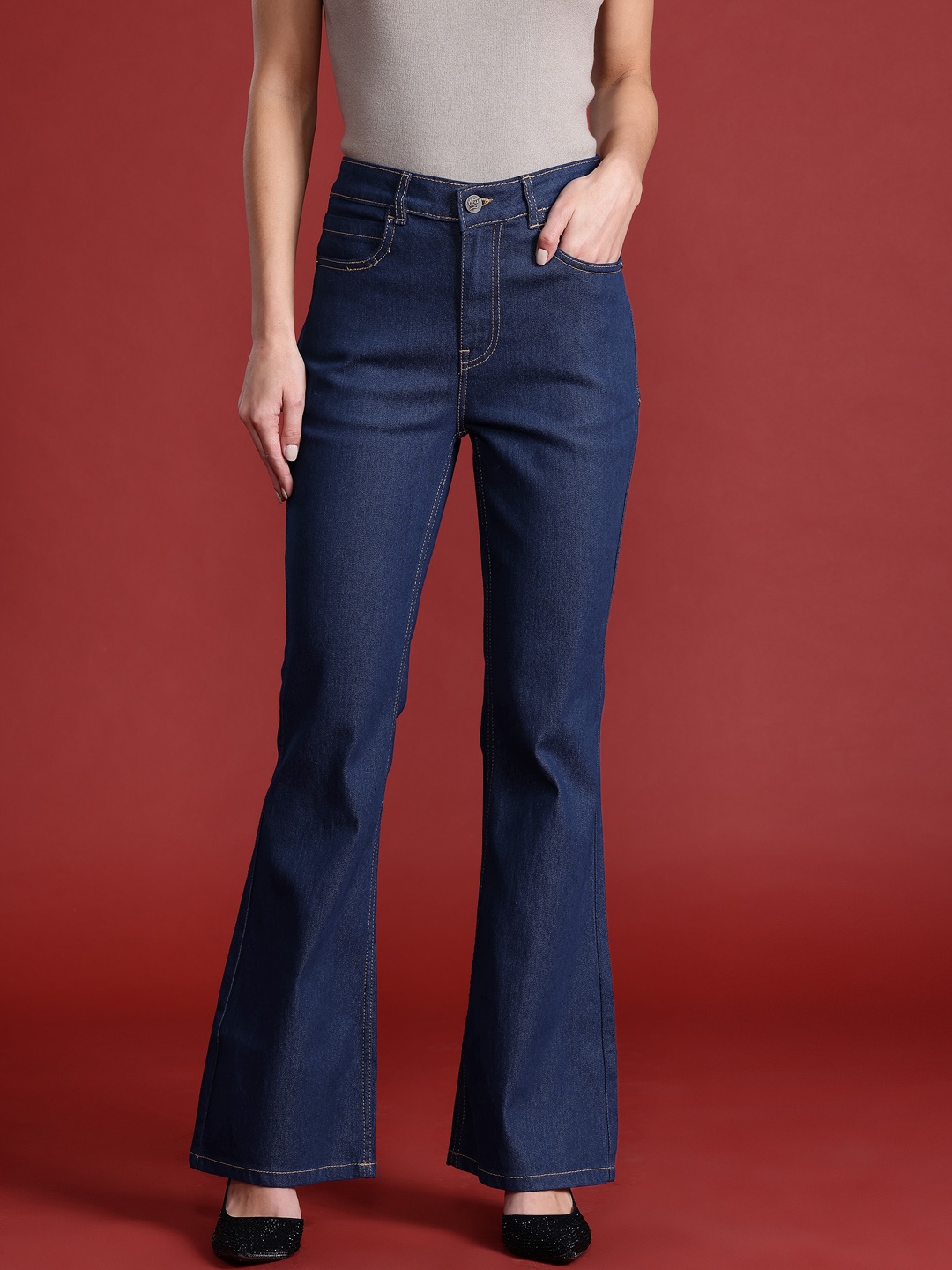 

all about you Women Flared Stretchable Jeans, Navy blue
