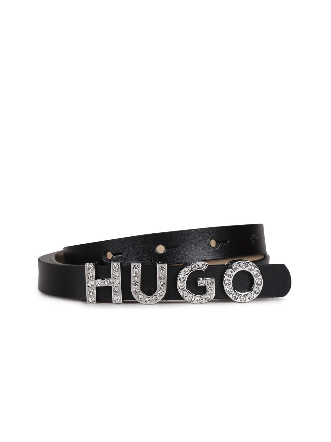 

HUGO Women Embellished Leather Belt, Black