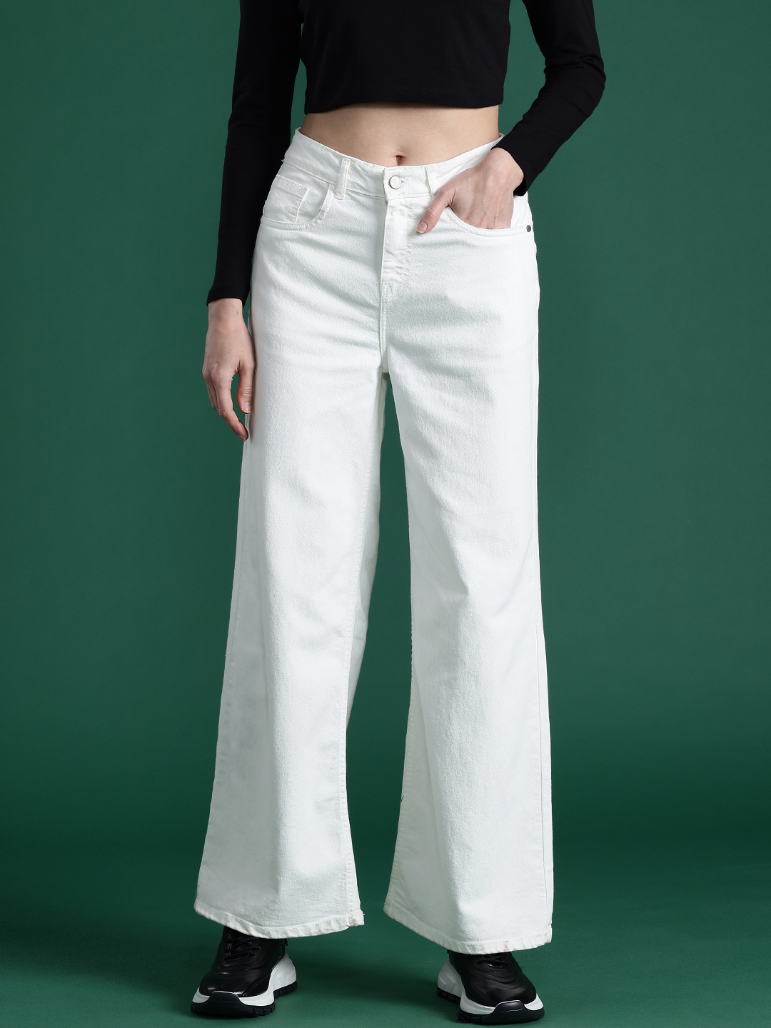 

DressBerry Women Wide Leg Jeans, White