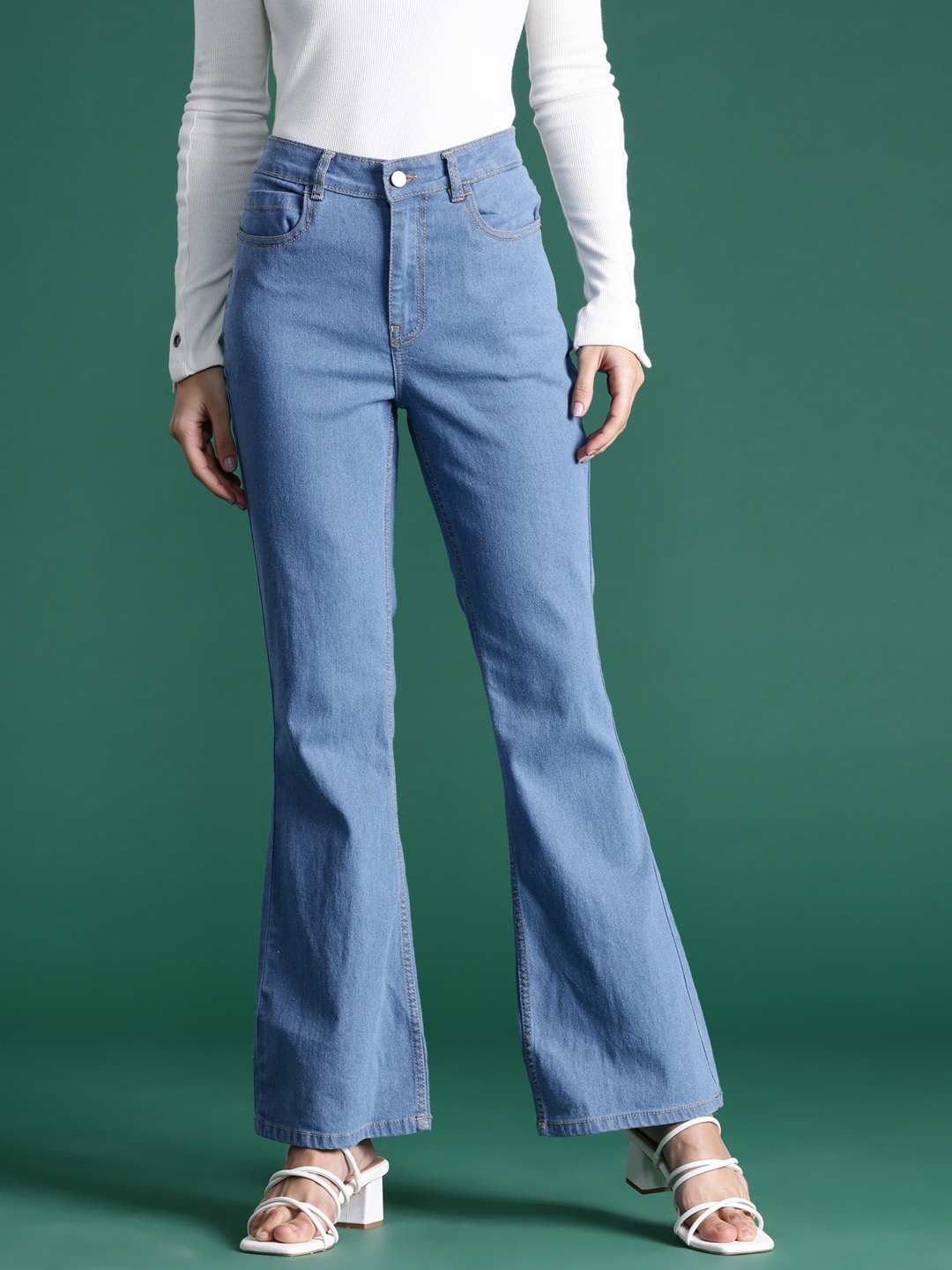 

DressBerry Women Flared Stretchable Jeans, Blue