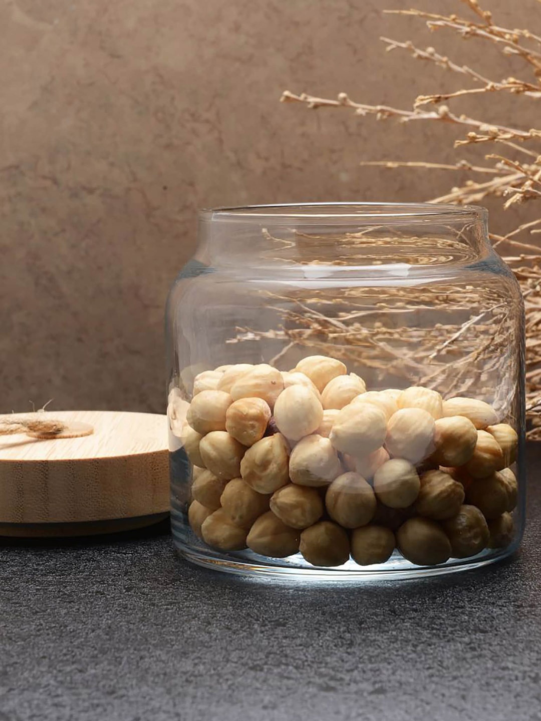 

Pasabahce 2 Pcs Transparent & Brown Glass Jar Food Containers-575 ml