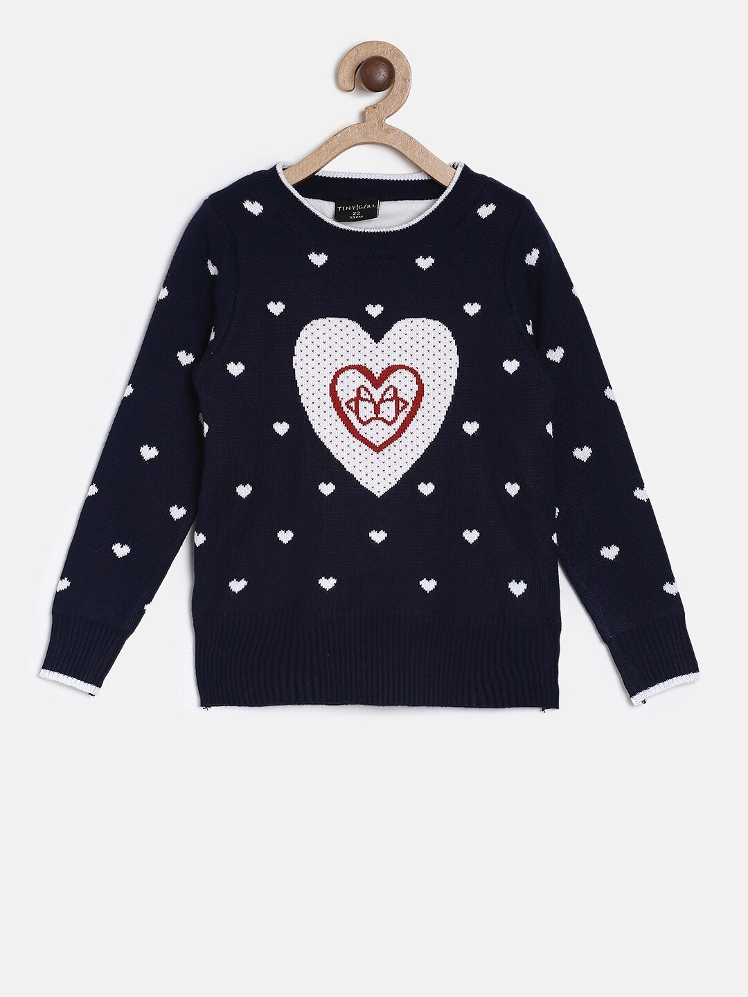 

Tiny Girl Navy Blue & White Printed Pullover