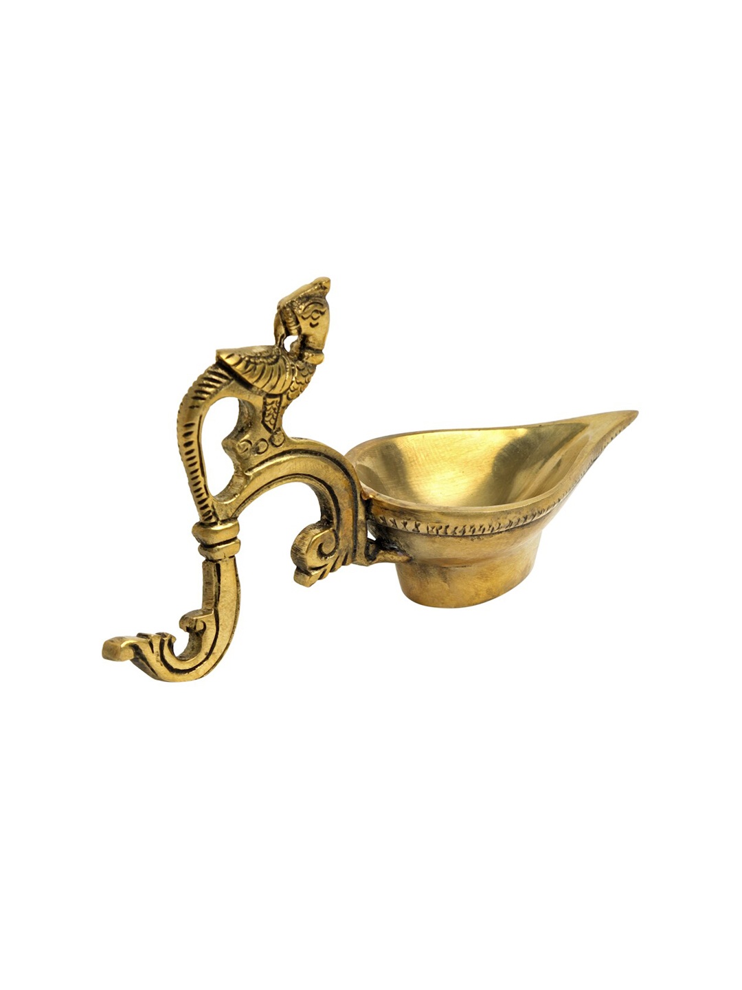 

Fabindia Golden Peacock Design Shaped Traditional Diya With Handle, Gold