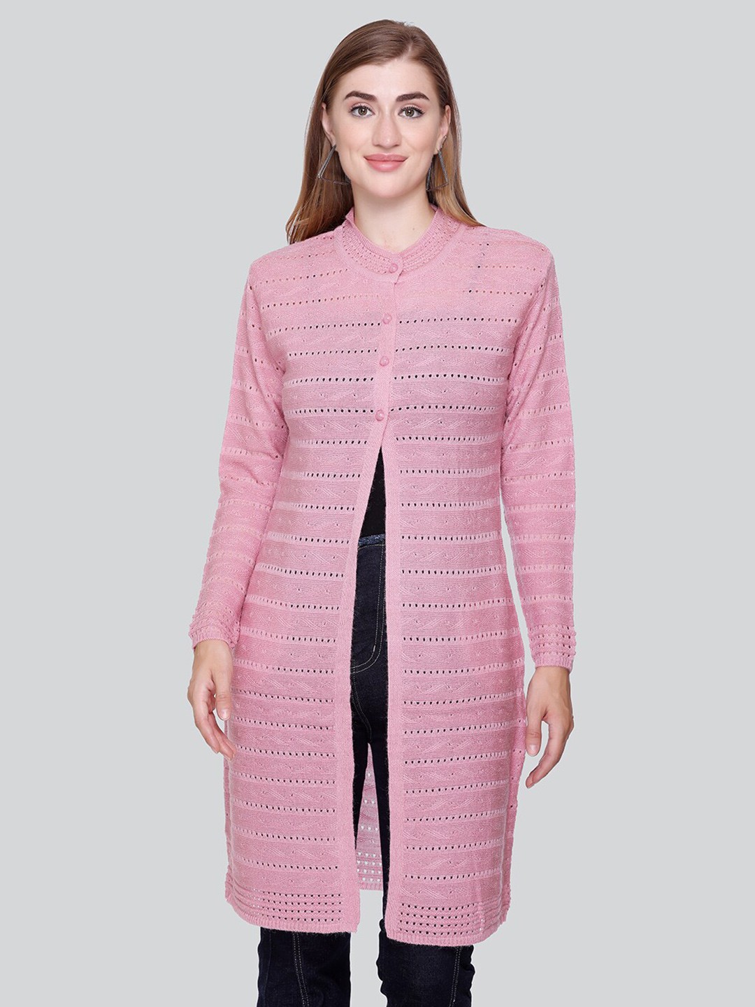 

Winter Wonders Woollen Longline Cardigan, Pink