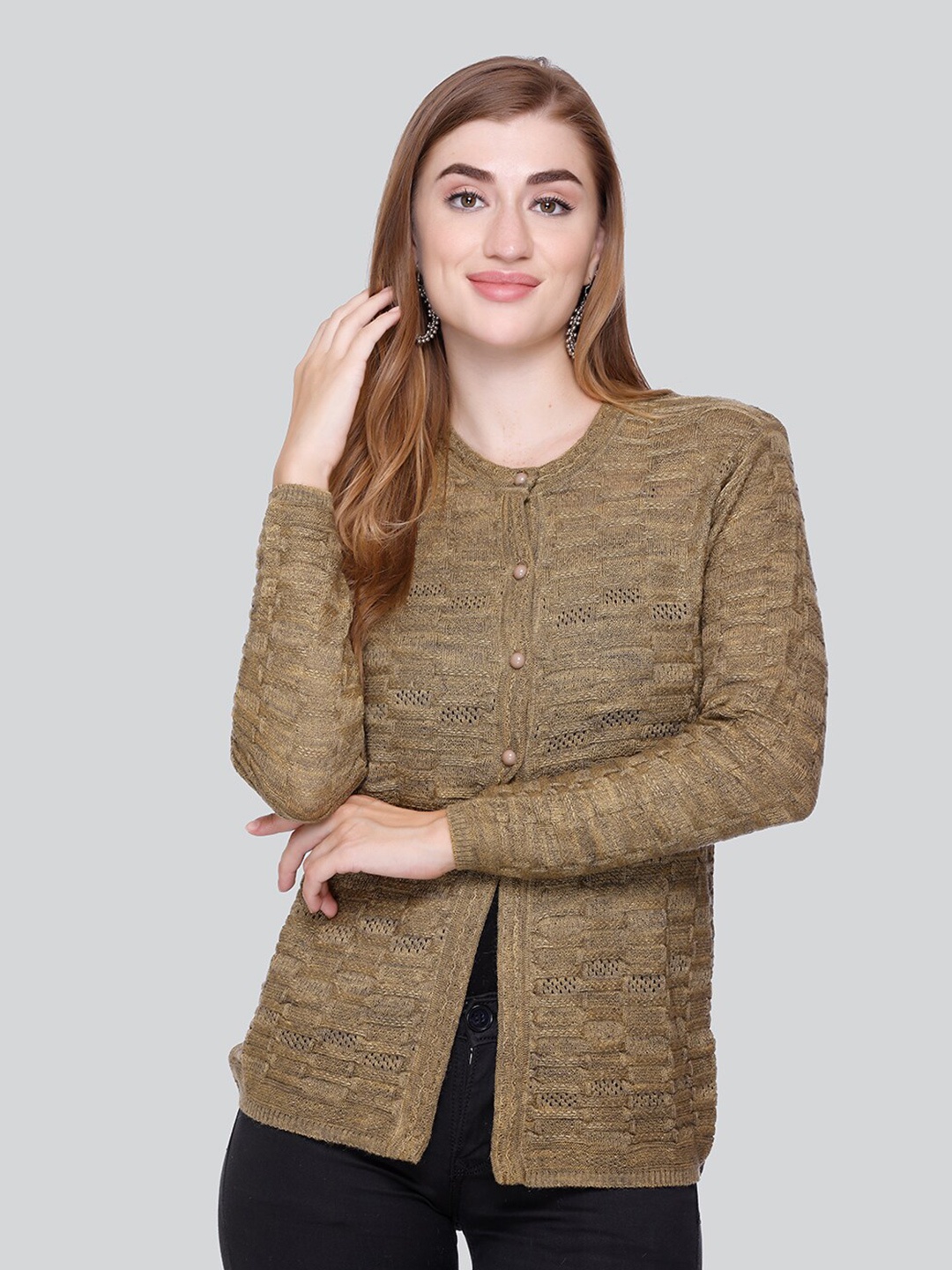 

Winter Wonders Cable Knit Woollen Cardigan, Brown