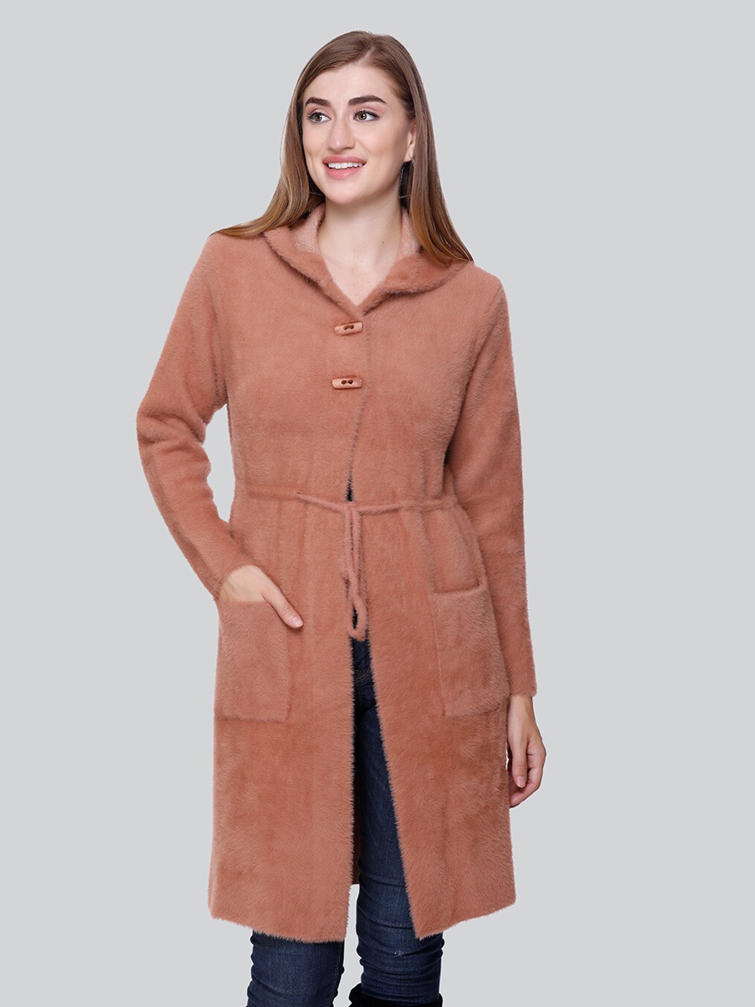 

Winter Wonders Woollen Longline Cardigan Sweater, Brown