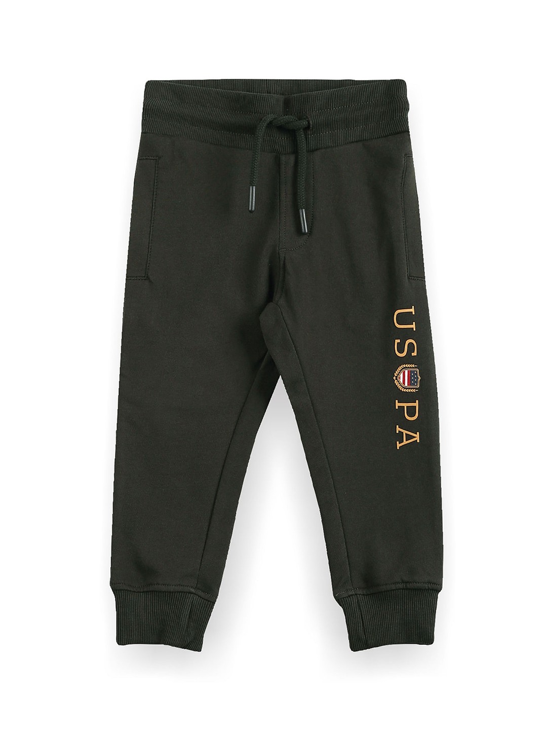 

U.S. Polo Assn. Kids Boys Logo Printed Pure Cotton Joggers, Olive