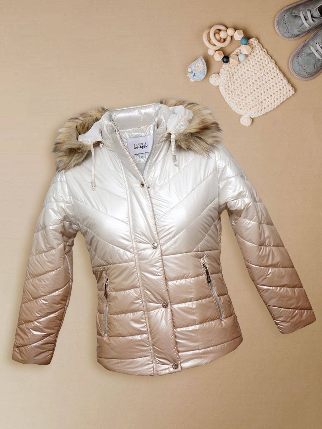 

LURE JUNIOR Girls Longline Parka Jacket, Cream