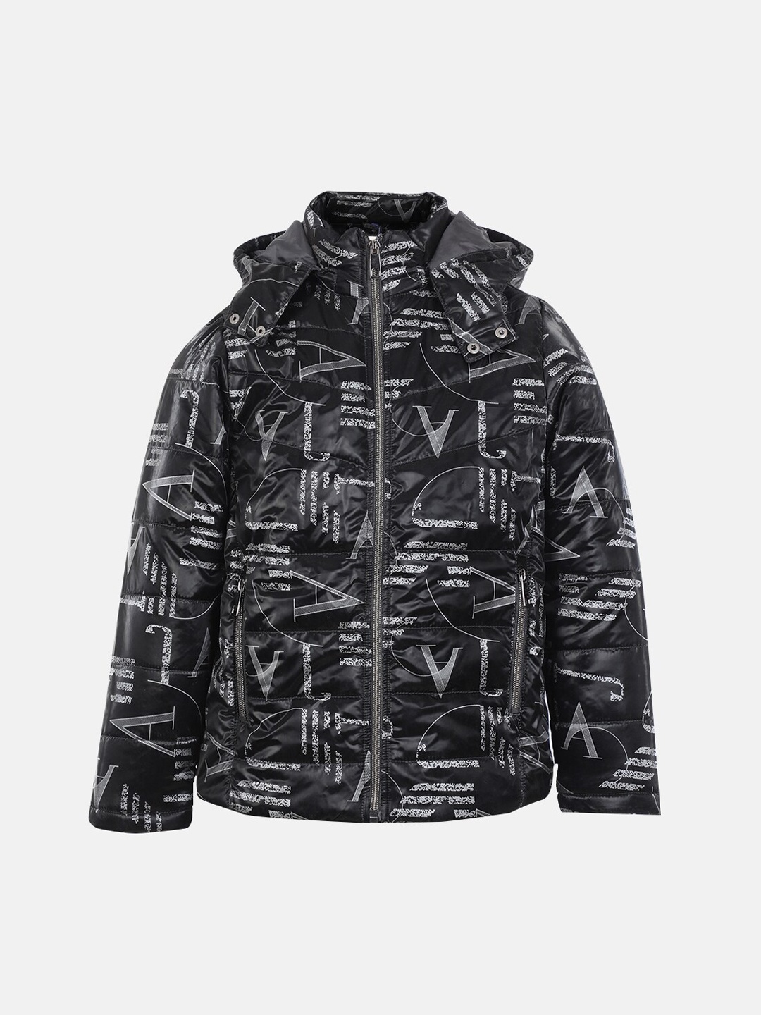 

LURE JUNIOR Boys Typography Printed Puffer Jacket, Black