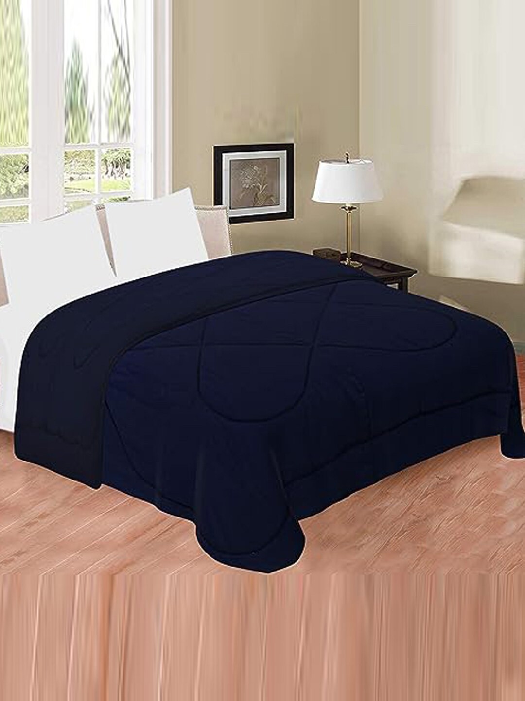Kuber Industries Navy Blue Microfiber Summer 300 GSM Double Bed Blanket