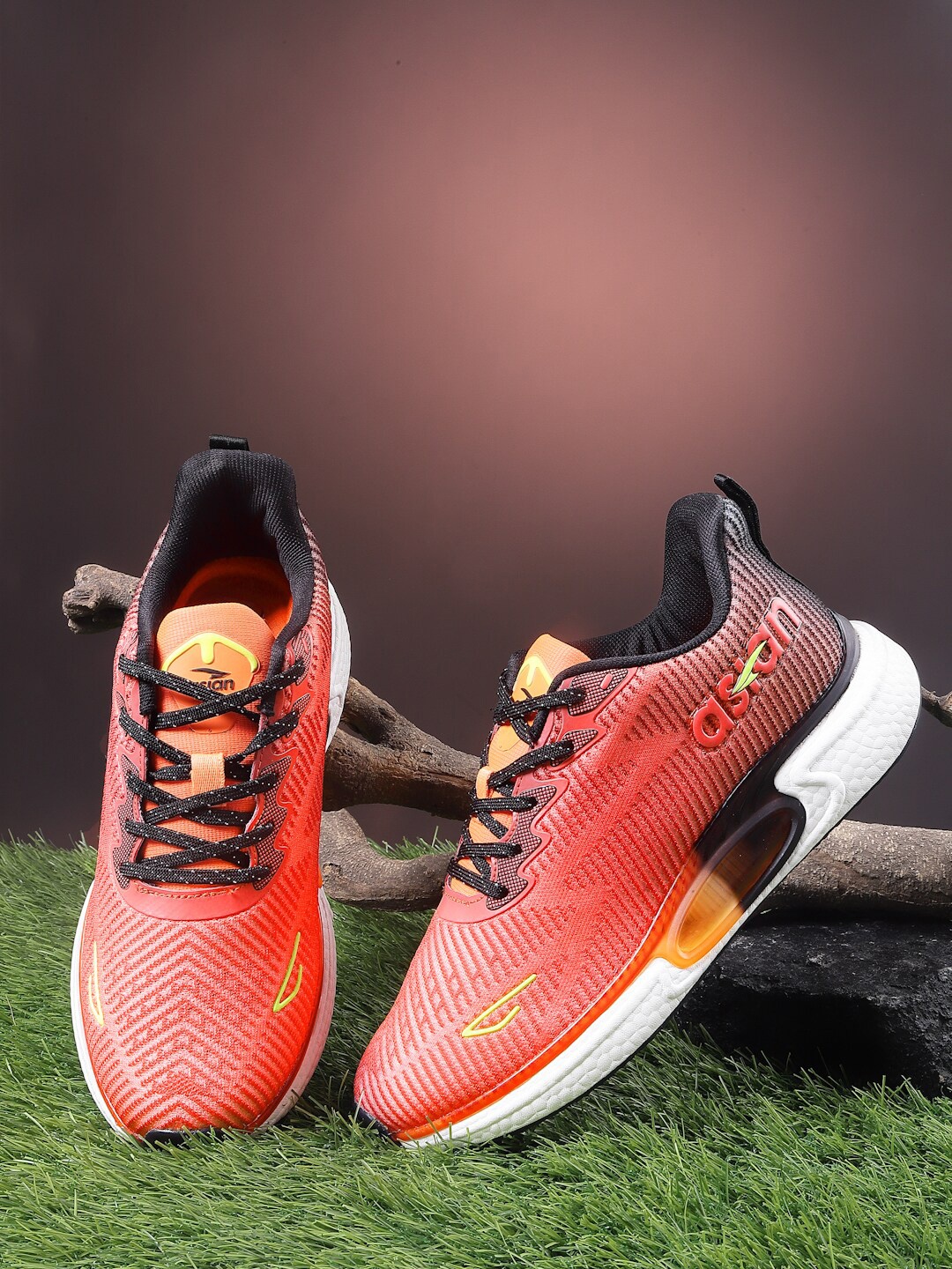 

ASIAN Men Mesh Running Non-Marking Lace-Up Shoes, Orange