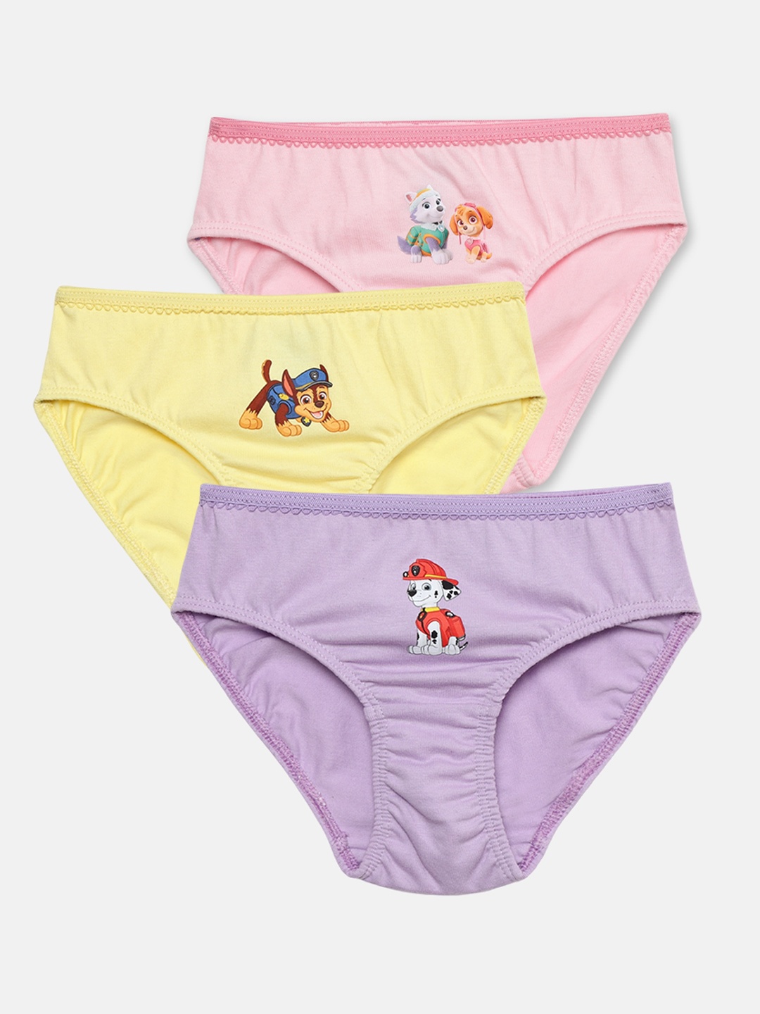 

mackly Girls Pack Of 3 Paw Patrol Printed Stretchable Seamless Hipster Briefs, Purple