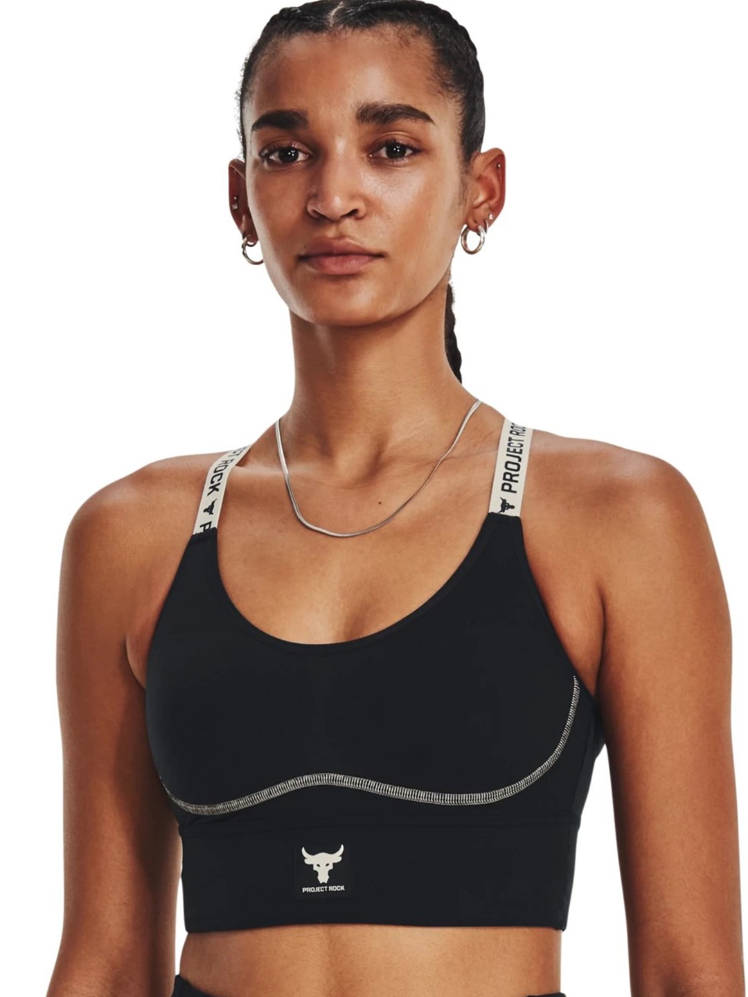 

UNDER ARMOUR Project Rock Infty Mid Bra Lightly Padded Sports Bra, Black