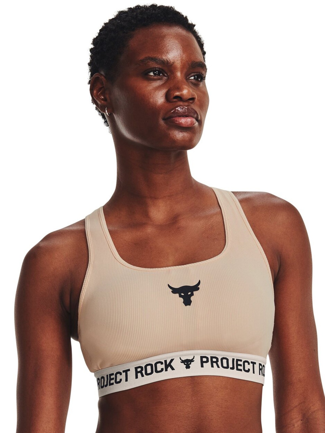 

UNDER ARMOUR Project Rock Crossback Lightly Padded Sports Bra, Pink