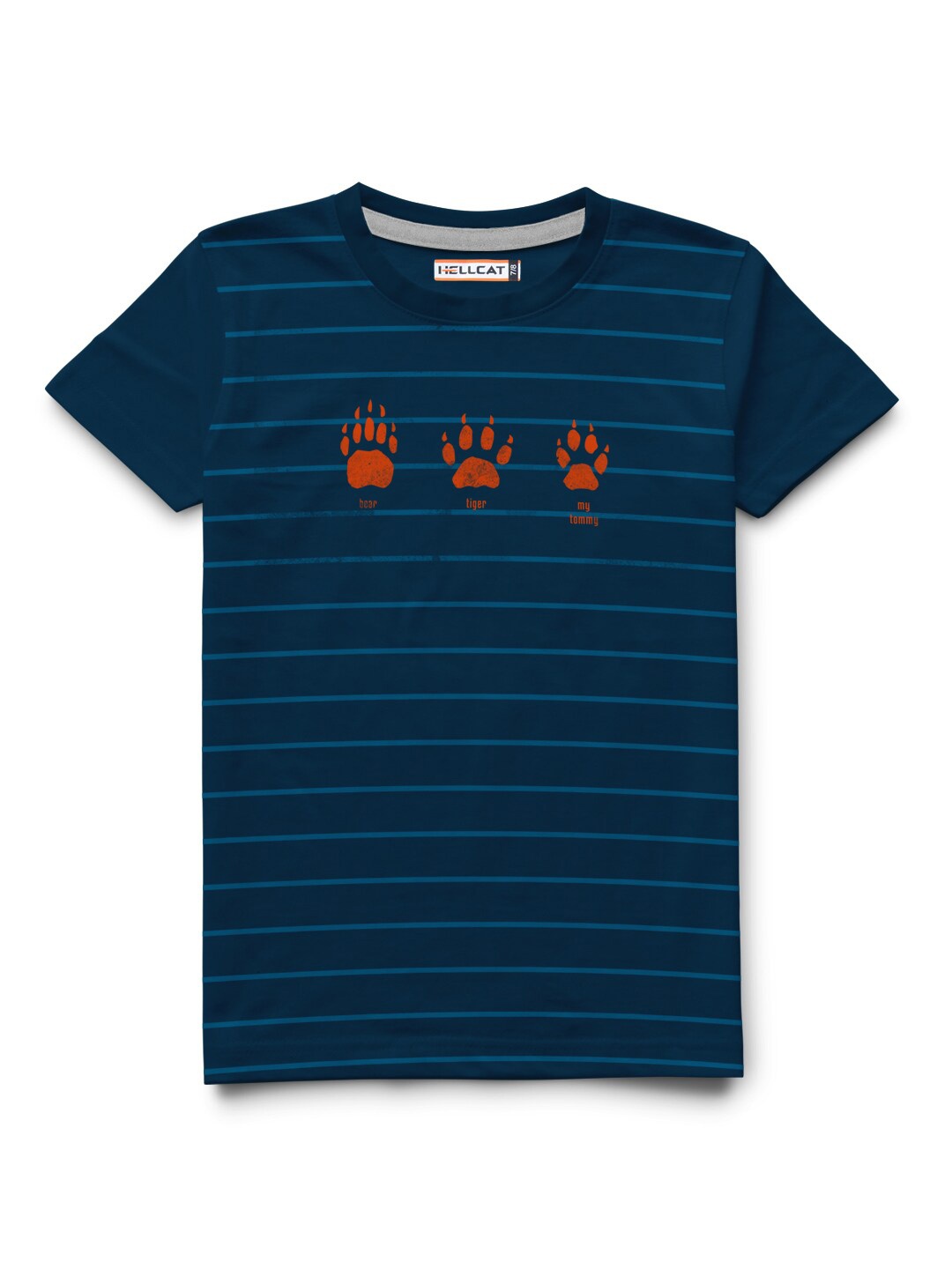 

HELLCAT Boys Striped Cotton T-shirt, Blue