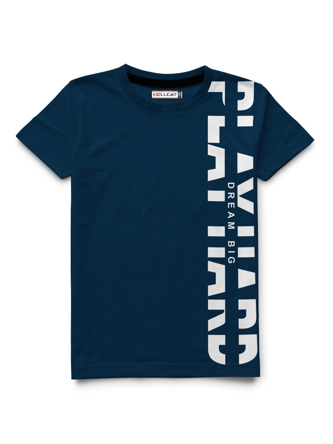

HELLCAT Boys Typography Printed Cotton T-shirt, Blue